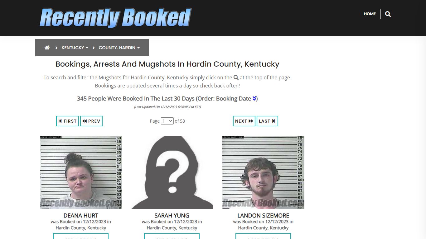 Recent bookings, Arrests, Mugshots in Hardin County, Kentucky